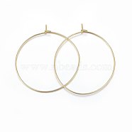 316 Surgical Stainless Steel Hoop Earrings, Ring, Real 18k Gold Plated, 21 Gauge, 35x0.7mm(STAS-P210-26G-01)