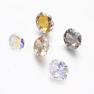 Electroplated Cubic Zirconia Pointed Back Cabochons, Oval, Faceted, Mixed Color, 10x8x5mm(ZIRC-I024-8x10-03)