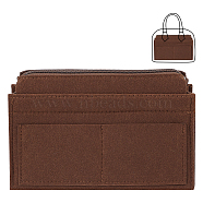 Wool Felt Purse Organizer Insert, Mini Handbag Shaper Premium Felt, Bag Accessories, with Metal Zipper Pulls, Rectangle, Coconut Brown, 20.5x13.5x7.5cm(FIND-WH0126-38B)