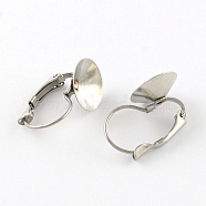 Smooth Surface 304 Stainless Steel Leverback Earring Findings, Stainless Steel Color, 19x10mm, Fit for 10mm Rhinestone, Pin: 0.8mm(STAS-R063-101)