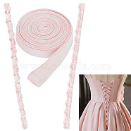 1 Set Women's Wedding Dress Zipper Replacement, Adjustable Fit Satin Corset Back Kit, Lace-up Formal Prom Dress, Pearl Pink, Loop Ribbon: 490x24~26x2mm, Ribbon: 3500x15x1mm(DIY-BC0009-93E)