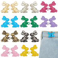 10 Sets 10 Colors Rabbit with Heart Spray Painted Alloy Adjustable Jean Button Pins, Waist Tightener, Sewing Fasteners for Garment Accessories, Mixed Color, 30.5x40x7mm, 1 set/color(DIY-FG0004-94)