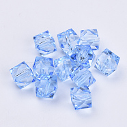 Transparent Acrylic Beads, Faceted, Cube, Light Steel Blue, 10x10x8mm, Hole: 1.5mm, about 900pcs/500g(TACR-Q259-10mm-V41)
