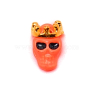 Alloy Skull with Crown Cabochons, Nail Art Decoration Accessories, Coral, 10.5x6.7x4mm(MRMJ-WH0078-05C)