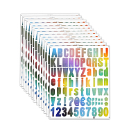 Vinyl Alphabet Number Self-Adhesive Waterproof Mail Box Stickers, Letter Number Decals for Indoor, Outdoor, Mailbox Decoration, Number 0~9 and Letter A~Z, Colorful, 211x174x0.2mm, Sticker: 5~25x4~13mm(STIC-WH0002-023)