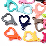 Opaque Acrylic Lobster CLaw Clasps, Heart, Mixed Color, 34.5x26x5.5mm, Hole: 3.5mm(X-SACR-T358-03B)