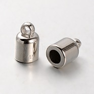 CCB Plastic Cord Ends for Jewelry Making, Column, Platinum, 13x8mm, Hole: 2.5mm, Inner Diameter: 6mm(CCB-J030-72P)