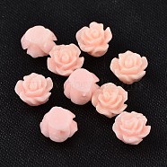 Resin Beads, Flower, Pearl Pink, 6x4mm, Hole: 1mm(X-RESI-B3455-A118)