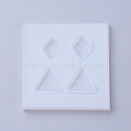 Silicone Molds, Resin Casting Molds, For UV Resin, Epoxy Resin Jewelry Making, Square with Rhombus and Triangle, White, 48.5x49x6mm, Inner Diameter: 12~13x7~12mm(X-DIY-WH0143-47)