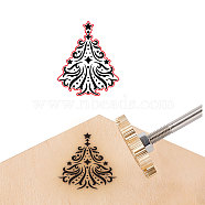 Stamping Embossing Soldering Brass with Stamp, for Cake/Wood, Christmas Themed Pattern, 40mm(AJEW-WH0123-013)