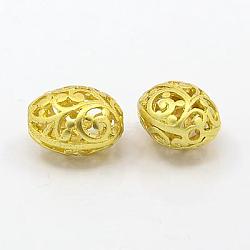 Brass Hollow Beads, Oval, Golden, 14.5x12.5x10mm, Hole: 2mm(KK-D252-07G)