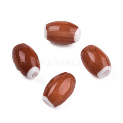 Handmade Lampwork Beads Strands, Oval, Sienna, 10.5~11.5x7.5~8mm, Hole: 1.2~2mm, about 34~37pcs/strand, 15.75 inch~15.94 inch(40~40.5cm)(LAMP-N023-004-07)