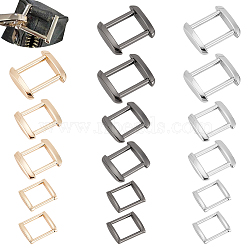18Pcs 9 Style Zinc Alloy Rectangle Buckle Ring, Webbing Belt Buckle, for Luggage Belt Craft DIY Accessories, Mixed Color, 17~25x20~29x5~8mm, 2pcs/style(DIY-WR0002-59)