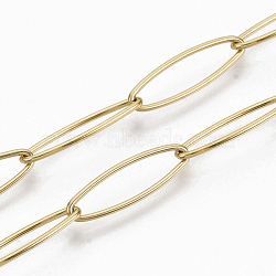 304 Stainless Steel Paperclip Chains, Drawn Elongated Cable Chain, Soldered, Golden, 20x6x1mm, about 39.37 inch(1m)/strand(CHS-S006-JN958-2)