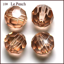 Imitation Austrian Crystal Beads, Grade AAA, Faceted(32 Facets), Round, PeachPuff, 10mm, Hole: 0.9~1mm(SWAR-F021-10mm-362)