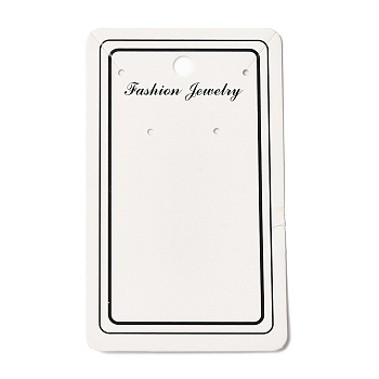 Rectangle Paper One Pair Earring Display Cards with Hanging Hole, Jewelry Display Card for Earrings Storage, White, 10x6x0.05cm, Hole: 2mm
