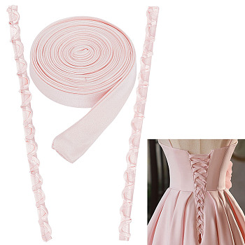 1 Set Women's Wedding Dress Zipper Replacement, Adjustable Fit Satin Corset Back Kit, Lace-up Formal Prom Dress, Pearl Pink, Loop Ribbon: 490x24~26x2mm, Ribbon: 3500x15x1mm