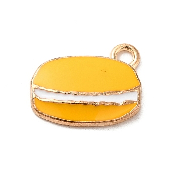 Alloy Enamel Charms, Light Gold, Hamburger Charm, Gold, 11x13.5x2mm, Hole: 1.6mm