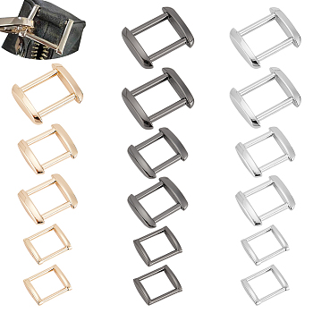 18Pcs 9 Style Zinc Alloy Rectangle Buckle Ring, Webbing Belt Buckle, for Luggage Belt Craft DIY Accessories, Mixed Color, 17~25x20~29x5~8mm, 2pcs/style