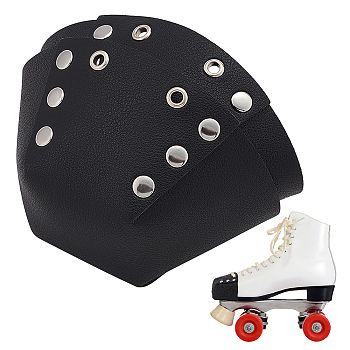 PVC Leather Roller Skate Toe Guard, Roller Skate Toe Cap, Trapezoid, Black, 104x56mm, Hole: 4mm & 22mm