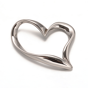 304 Stainless Steel Heart Linking Rings, Stainless Steel Color, 37x34x4mm