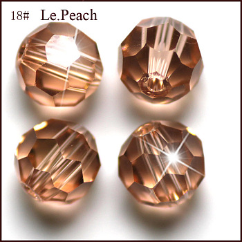 Imitation Austrian Crystal Beads, Grade AAA, Faceted(32 Facets), Round, PeachPuff, 10mm, Hole: 0.9~1mm