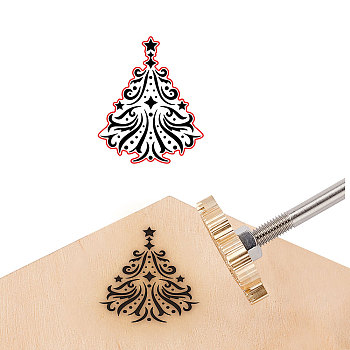 Stamping Embossing Soldering Brass with Stamp, for Cake/Wood, Christmas Themed Pattern, 40mm
