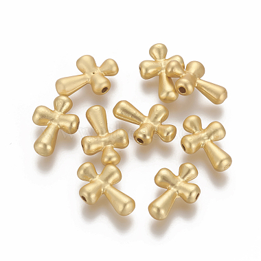 Matte Golden Cross Brass Beads