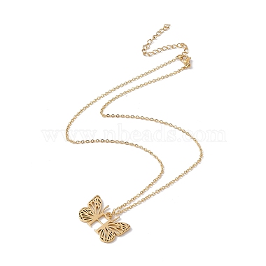 Initial Letter with Butterfly Pendant Necklace(NJEW-C026-01G-H)-2