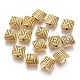 Tibetan Style Alloy Square Carved Stripes Beads(TIBEB-5602-AG-LF)-1