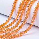 Electroplate Glass Beads Strands, AB Color Plated, Faceted, Rondelle, Dark Orange, 3.5~3.8x3mm, Hole: 0.8~1mm, about 105~110pcs/strand, 29~31cm(EGLA-A034-T3mm-B16)