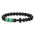 Bohemian Tiger Eye Stone Bracelet Cross Natural Stone Beads Vintage Matte Bead Bracelet(ZU3790-9)