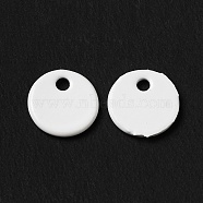 Spray Painted 201 Stainless Steel Charms, Flat Round Charm, White, 6x0.5mm, Hole: 1mm(STAS-I672-01A)