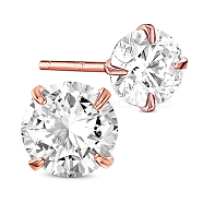 SHEGRACE 925 Sterling Silver Ear Studs, with AAA Cubic Zirconia, Clear, 5mm(JE536A-03)