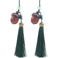 Acorn Wood Diffuser Pendant Decorations, Chinese Knot Tassel Charm for Mobile Phone Car Bag Decoration, Coconut Brown, 176mm(HJEW-WH0042-54B)