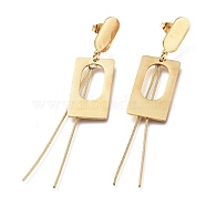 304 Stainless Steel Chain Tassel Earrings, with Snake Chains and Ear Nuts, Rectangle, Golden, 76mm, Pin: 0.7mm(EJEW-E261-07G)