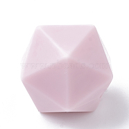 Food Grade Eco-Friendly Silicone Focal Beads, Chewing Beads For Teethers, DIY Nursing Necklaces Making, Icosahedron, Pink, 19x18.5x18.5mm, Hole: 2mm(SIL-T048-17mm-58)