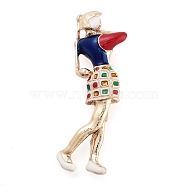 Zinc Alloy Girl Brooches, Lady Enamel Pins for Women, Light Gold, Colorful, 51.5x18mm(JEWB-I031-06A)