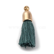 Cotton Pendants, with CCB Plastic Finding, Tassl, Teal, 24.5~30x6mm, Hole: 1.4mm(OCOR-M010-01X)