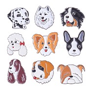 9Pcs 9 Style English Springer Spaniel & Papillon & St. Bernard & Dalmatian & Samoyed Enamel Pin with Brass Butterfly Clutches, Platinum Alloy Dog Badge for Backpack Clothing, Mixed Color, 17~26x19.5~27.5x10mm, pin: 1.1mm, 1Pc/style(JEWB-SZ0001-78)