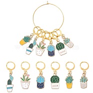 Pot Plant Theme Alloy Enamel Multifunction Pendant Decorations, with Brass Leverback Clasps, Mixed Color, 37~43mm, 6 style, 1pc/style, 6pcs/set(HJEW-CJ00003)