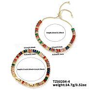 2Pcs 2 Styles Brass Cubic Zirconia Cup Chain Fashionable and Elegant Bracelets Sets, Adjustable Slider Bracelets, Golden, Colorful, 6-3/4~10-1/4 inch(17~26cm), 1pc/style(TY3571)