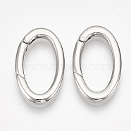 304 Stainless Steel Spring Gate Rings, Oval Rings, Stainless Steel Color, 9 Gauge, 28x16x3mm, Inner Diameter: 21x10mm(X-STAS-S079-87)