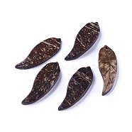 Coconut Pendants, Leaf, Coffee, 50x17x4.5mm, Hole: 1.5mm(COCO-I002-009)