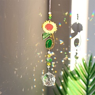 Crystal Pendant Decorations, with Metal Findings, for Home, Garden Decor, Flower, 150mm(PW-WG21098-02)