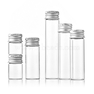 Glass Bottles Bead Containers, Screw Top Bead Storage Tubes with Silver Color Plated Aluminum Cap, Column, Clear, 2.2x12cm(CON-WH0085-74E)