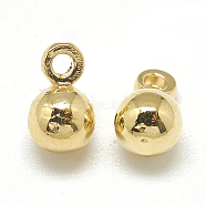 Brass Charms, Round, Real 18K Gold Plated, 7x4.7mm, Hole: 1mm(X-KK-T032-181G)