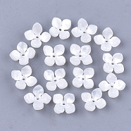Cellulose Acetate(Resin) Bead Caps, 4-Petal, Flower, White, 14x14x6mm, Hole: 1.2mm(X-KK-S161-02A)