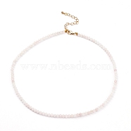 Natural Rose Quartz Beaded Necklaces, with Brass Lobster Claw Clasps, Golden, 15.94 inch(40.5cm)(NJEW-JN03315-02)