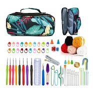 DIY Knitting Kits Storage Bag for Beginners Include Crochet Hooks, Polyester Yarn, Crochet Needle, Stitch Markers, Colorful, Packing: 24x10.5x7cm(PW-WG86539-01)